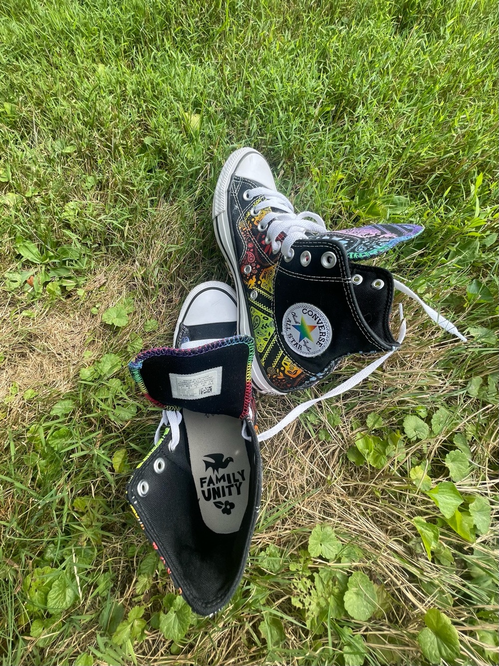 Converse Chuck Taylor All Star Rainbow Unisex Preowned M-7 W-9 Hi Top Sneakers - Picture 2 of 8